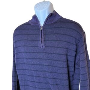 Peter Millar Crown Cool 1/4 Zip Sweater Mens Merino Wool Size Med Purple Striped